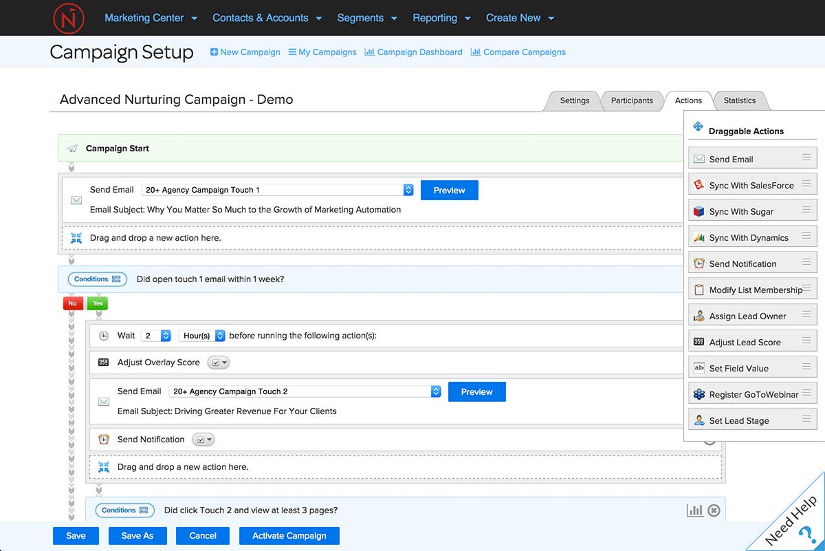drag drop campaign builder