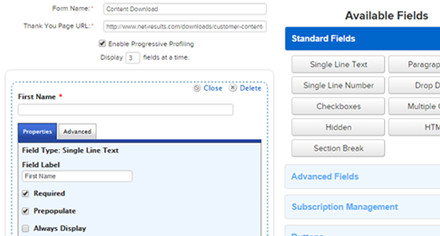 Net-Results Form Builder Screenshot: Form Builder